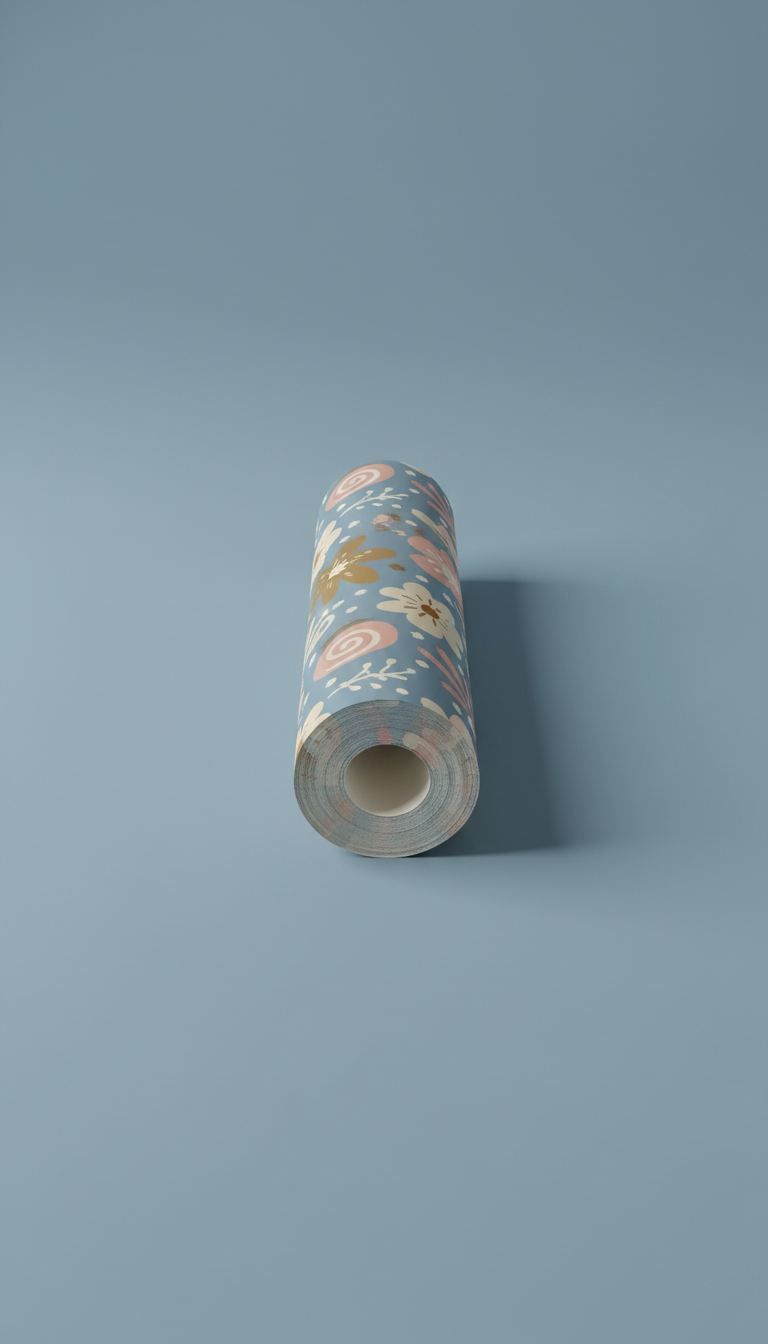 Dusty Blue Whimsy Wallpaper Roll